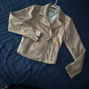 Abercrombie & Fitch Light Pink Faux Suede Leather Jacket